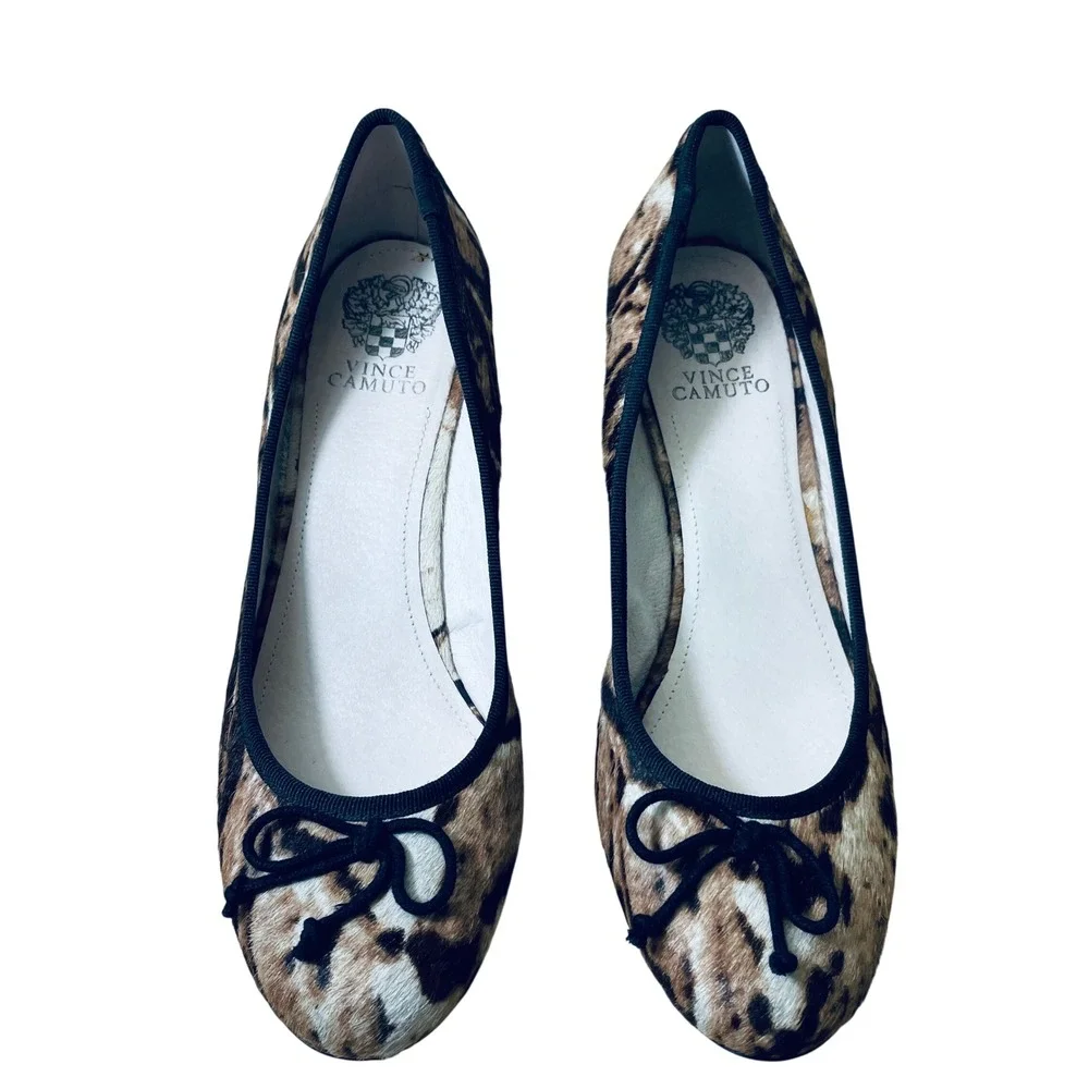 Vince Camuto Tanell Leopard Print Cow Hair Wedge Pumps Brown Black 9.5M